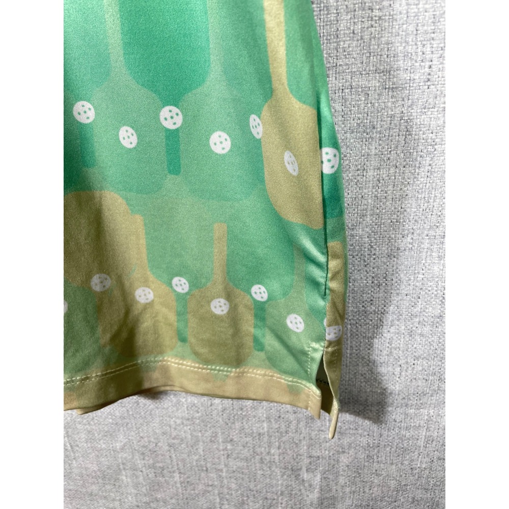 Yatta Golf Mens XL Green‎ Pickleball Paddle Print Polo Shirt Short Sleeve - Picture 5 of 8